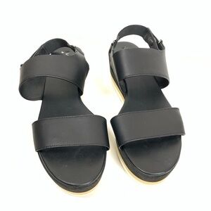 Via Spiga Black Leather ‎ Black Platform Sandals
